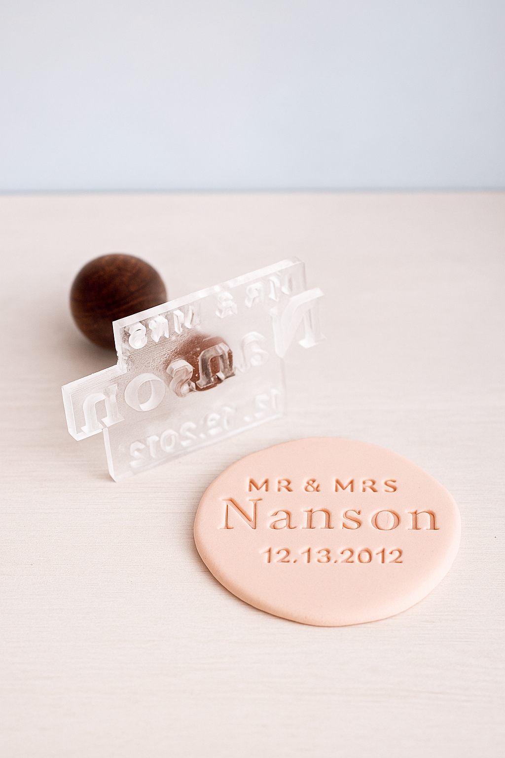 Wedding Acrylic Stamp with Custom Names, Date, and Location