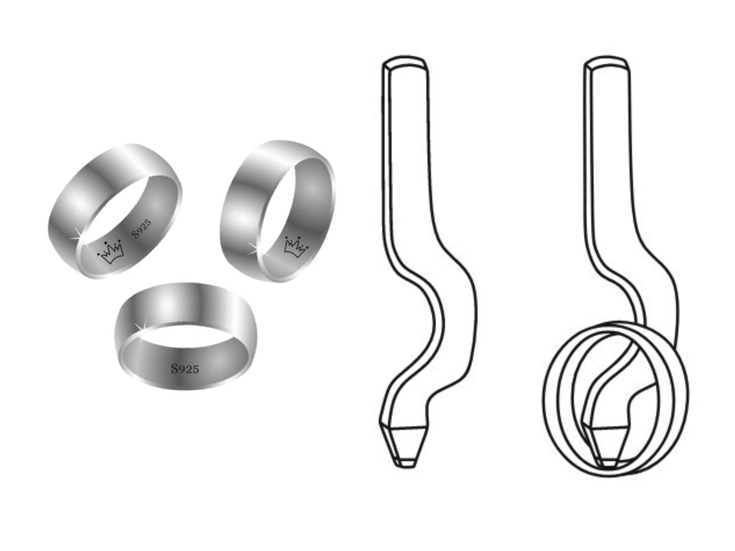 Custom bent shape ring stamp
