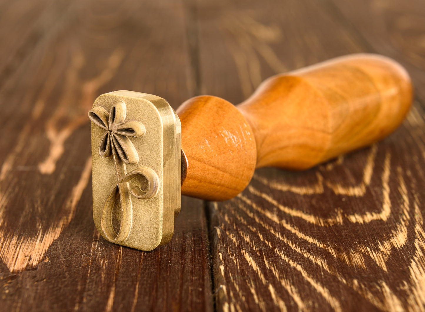 Custom stamp for pottery and soap with wooden handle