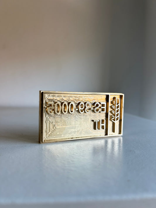 Custom solid brass ISPM 15 IPPC stamp for wooden pallets