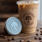 Branded coffee cup sleeve with personalized cafe logo stamp