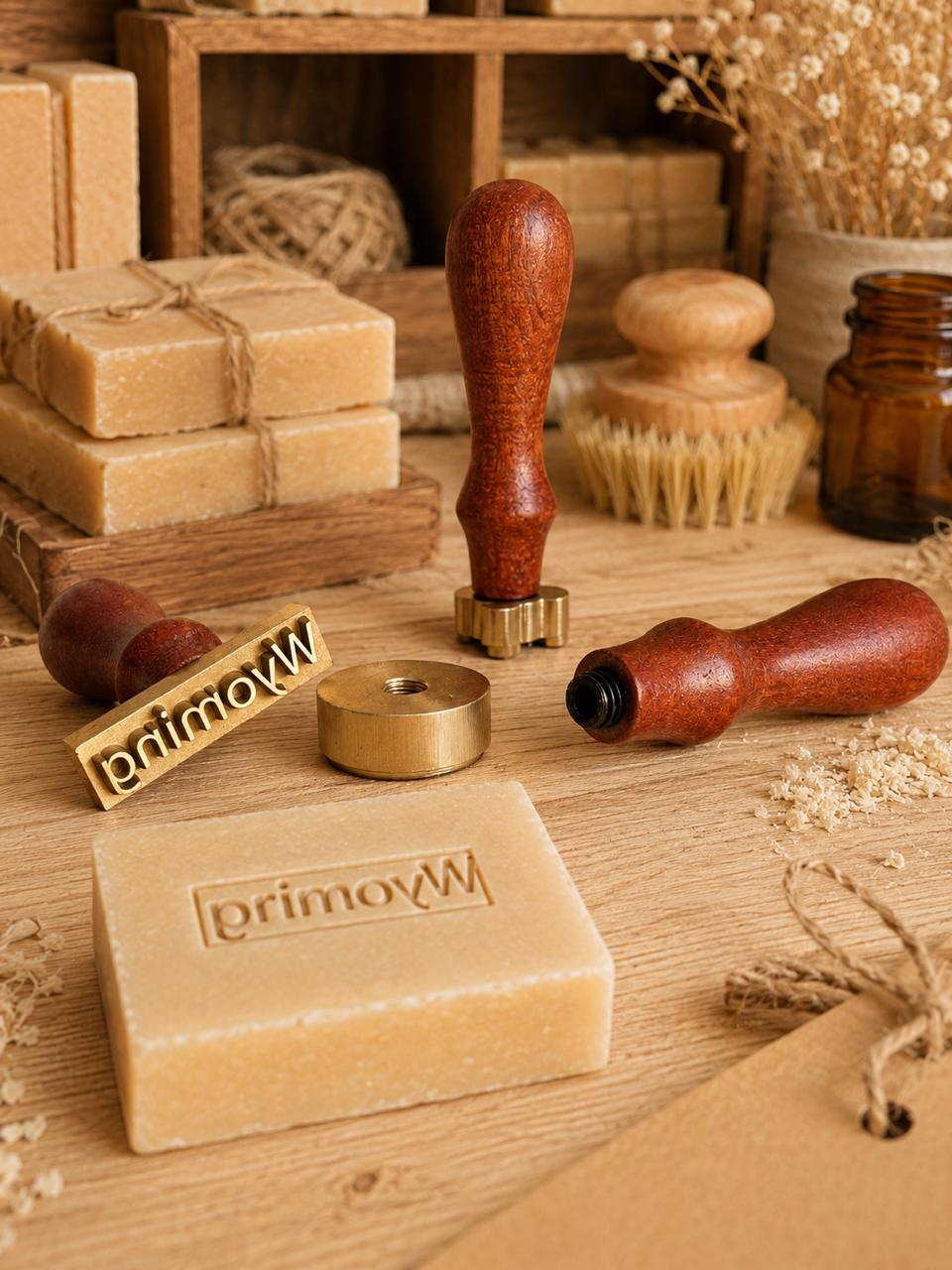 Custom Stamp for Soap and Ceramics with Wooden Handle