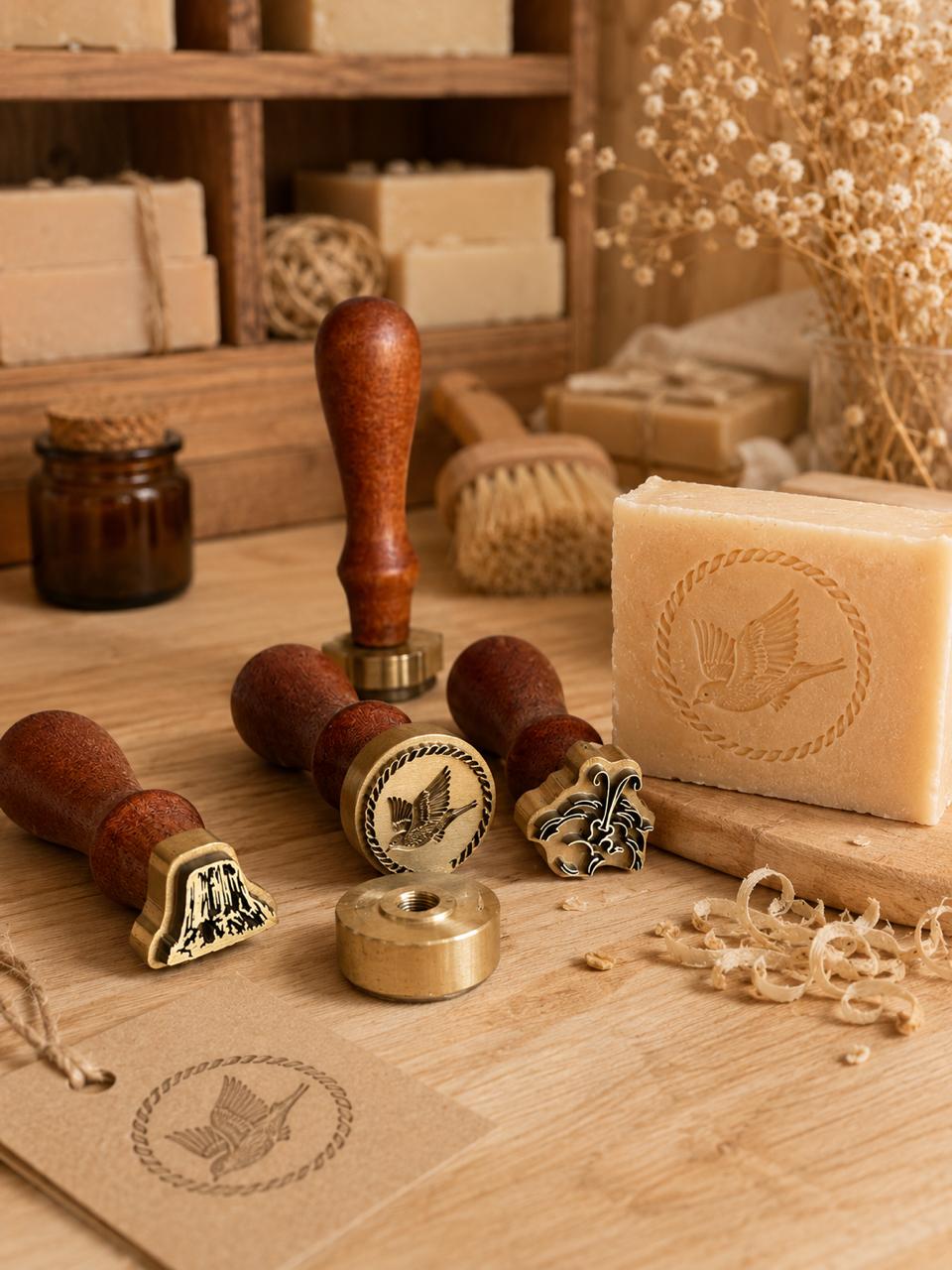 Custom Stamp for Soap and Ceramics with Wooden Handle