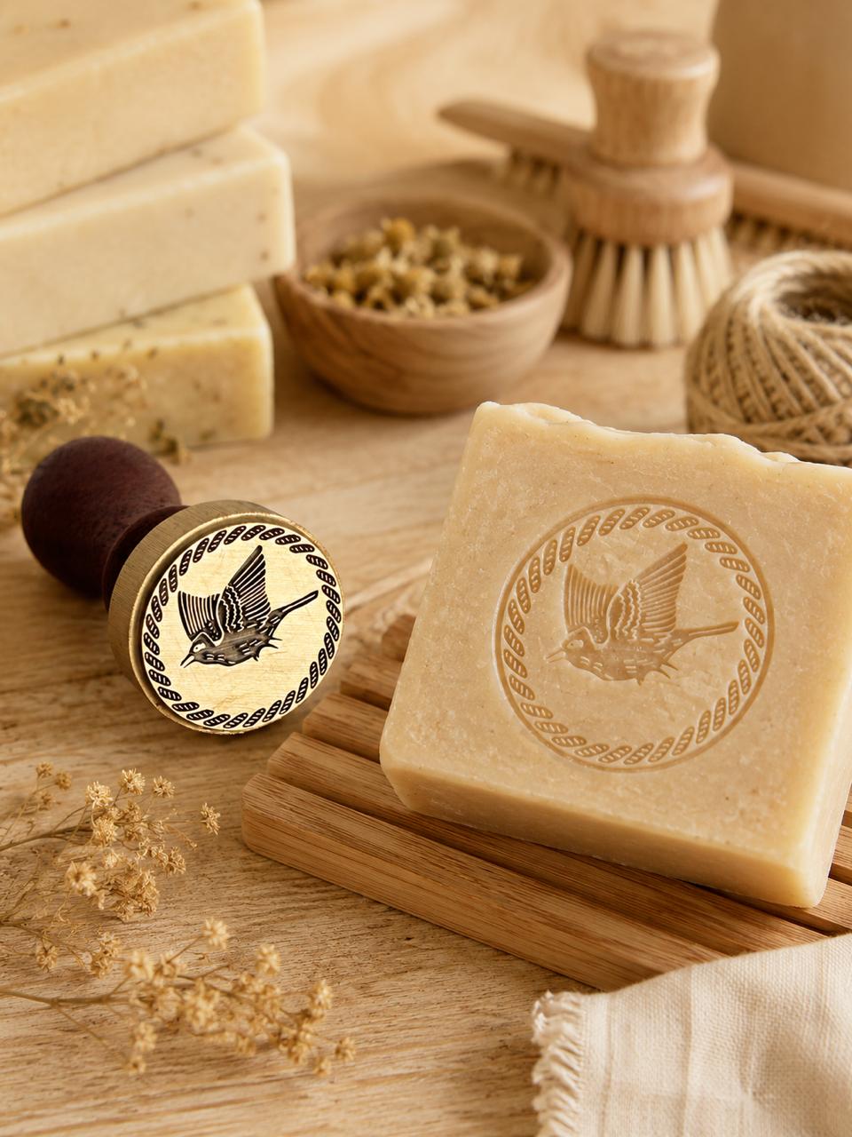 Custom Stamp for Soap and Ceramics with Wooden Handle